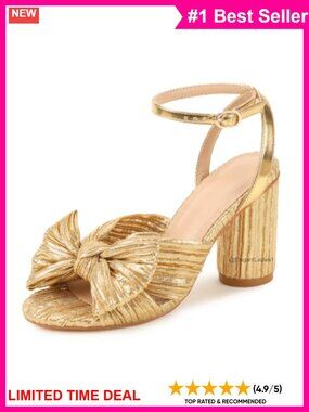 Women's Chunky High Heeled Sandals Satin Bow Open Toe Dress Party Shoes
